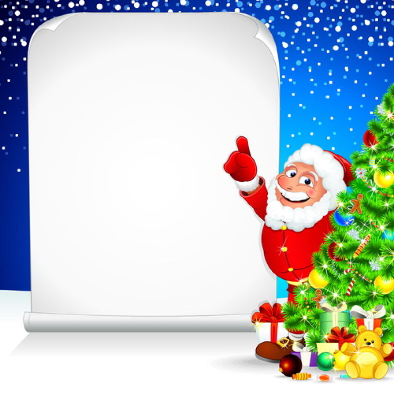 愿望清单和卡通圣诞老人矢量图