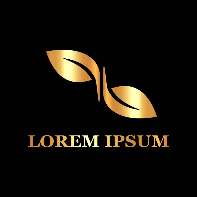矢量金色叶片logo设计