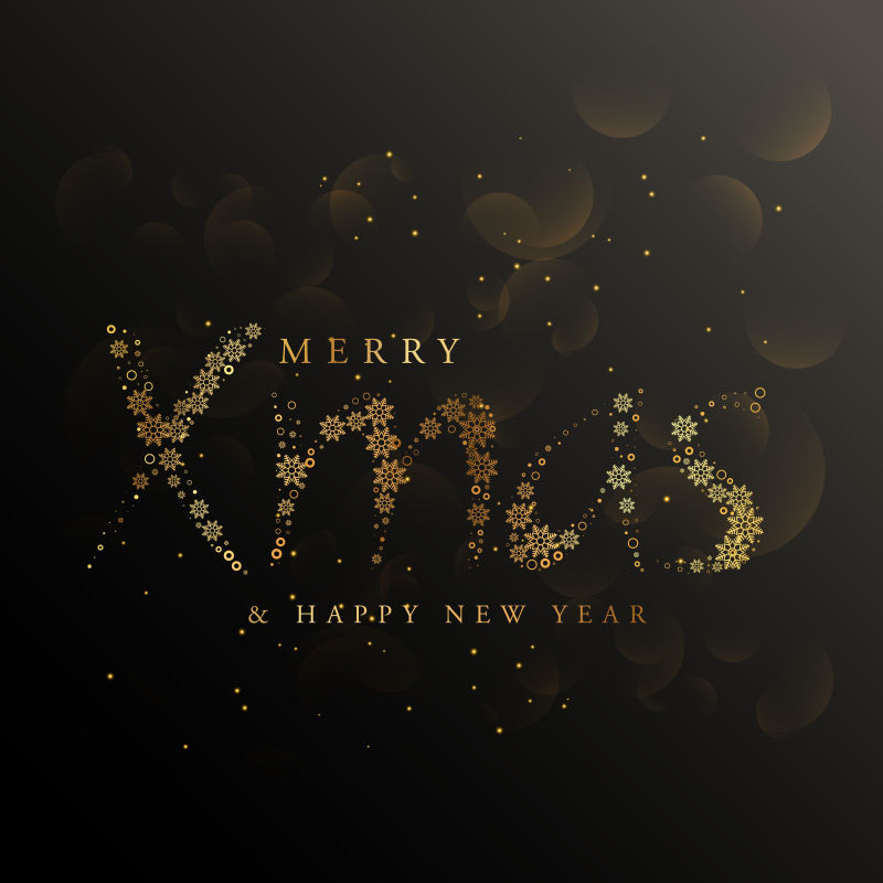 黄金雪花2017圣诞节快乐背景矢量