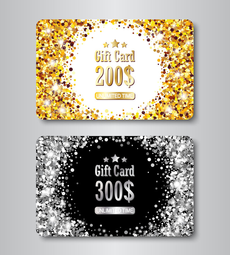 金色和银白色的高贵的礼品卡设计矢量