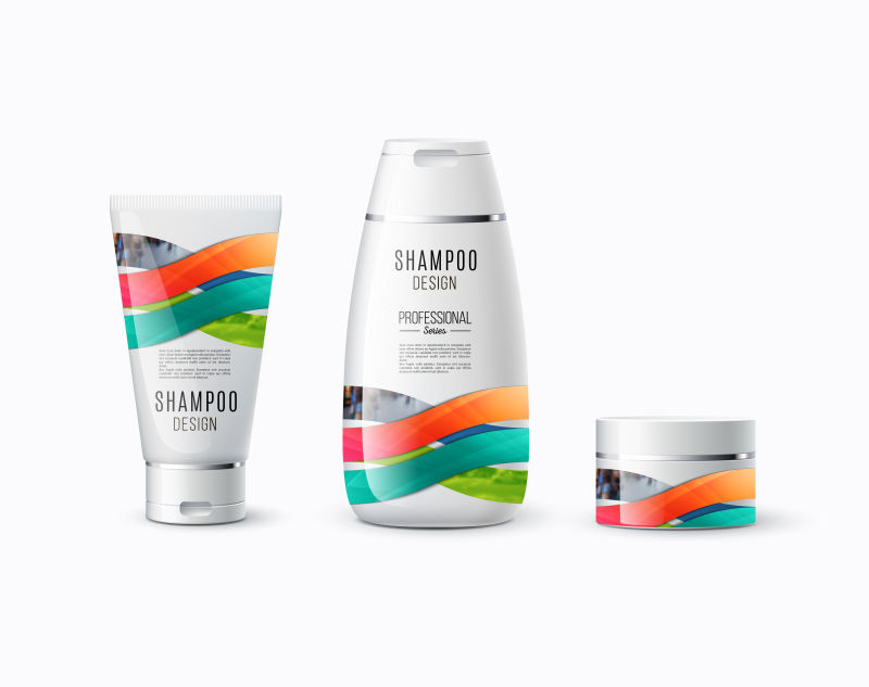 创意矢量彩色元素的护肤品包装设计