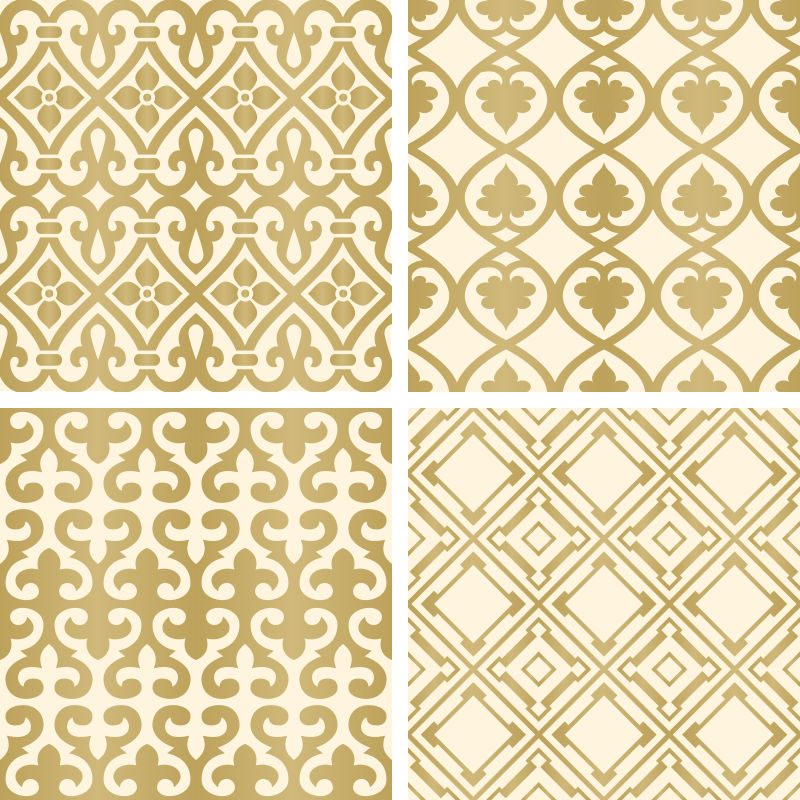 金色边框花纹图案矢量插图