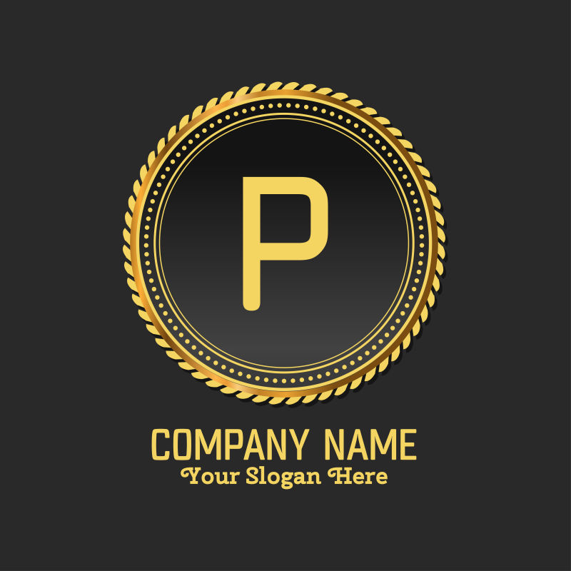 矢量抽象金色字母p的标志设计