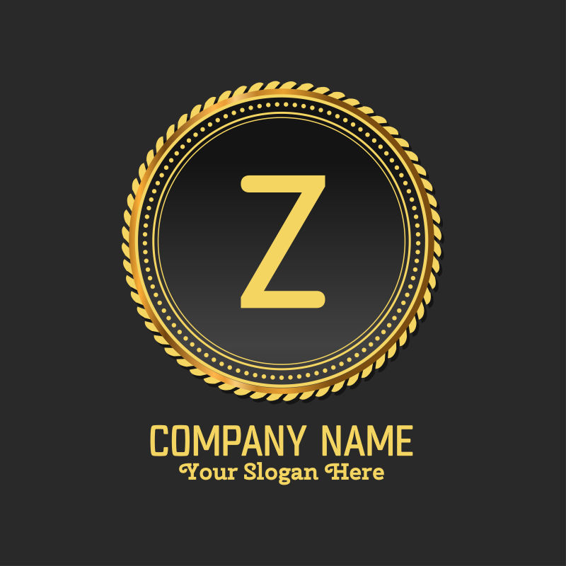 抽象矢量字母z的金色标志设计
