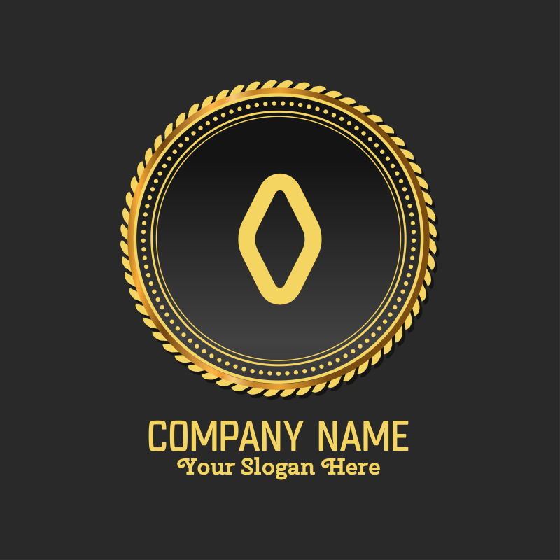 矢量抽象字母o的金色公司标志设计