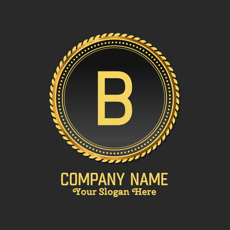 矢量抽象字母b的金色标志设计