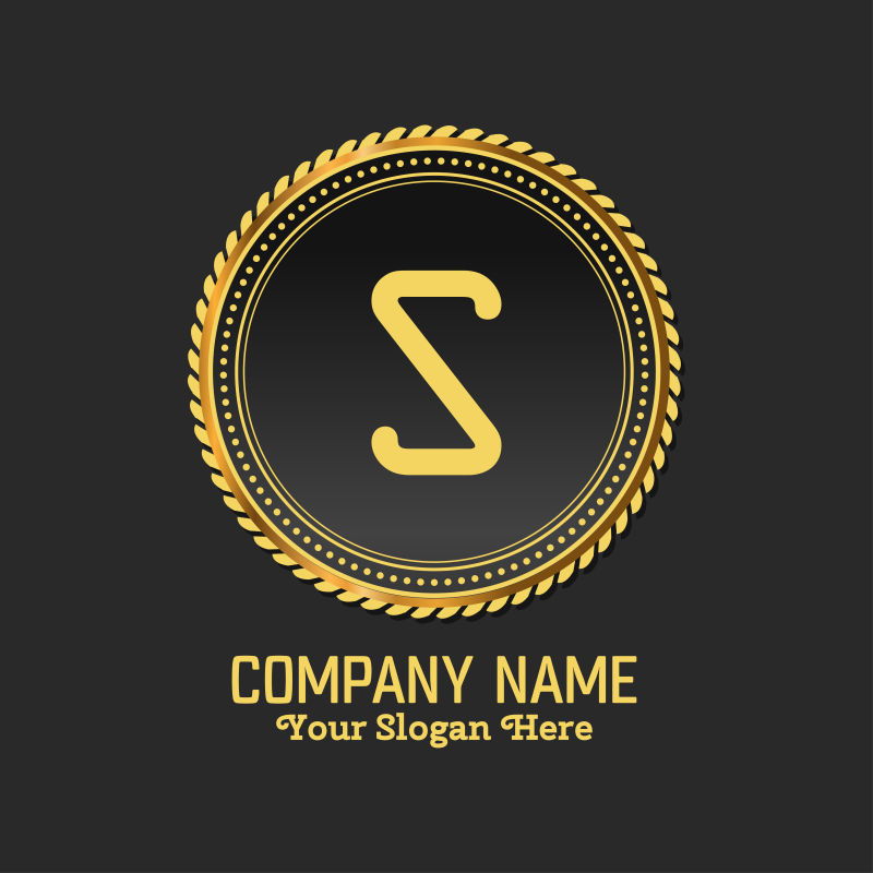 矢量抽象字母s的金色标志设计