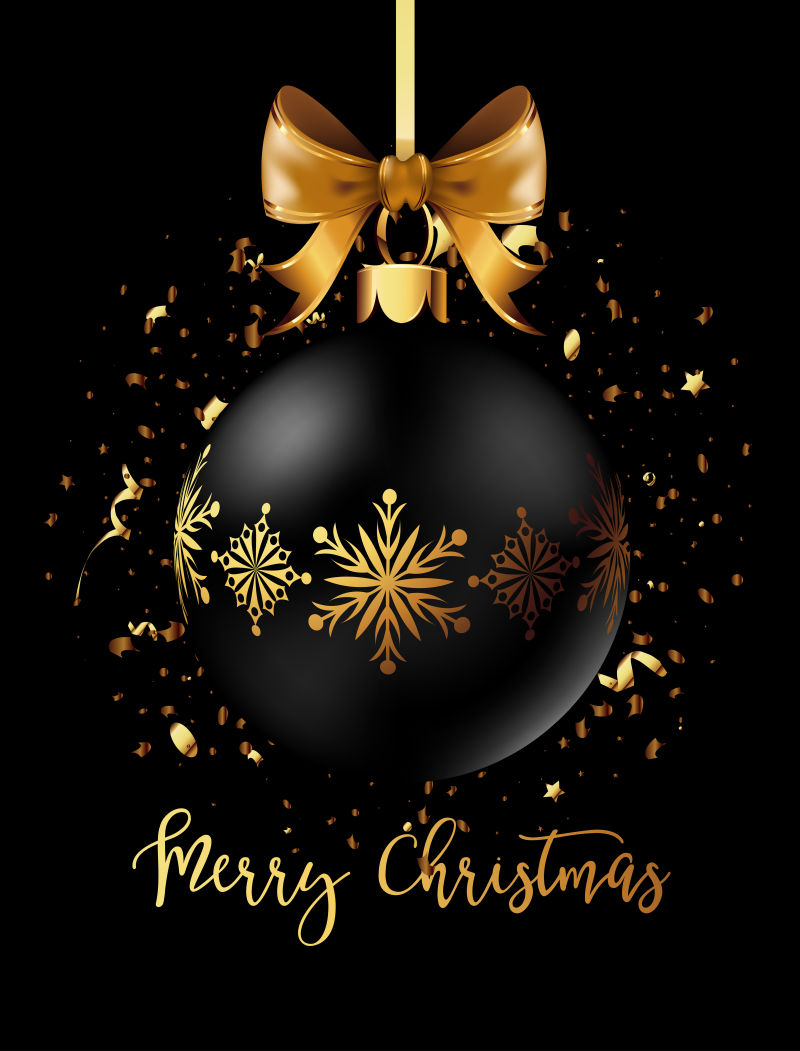 黑金圣诞装饰球矢量设计