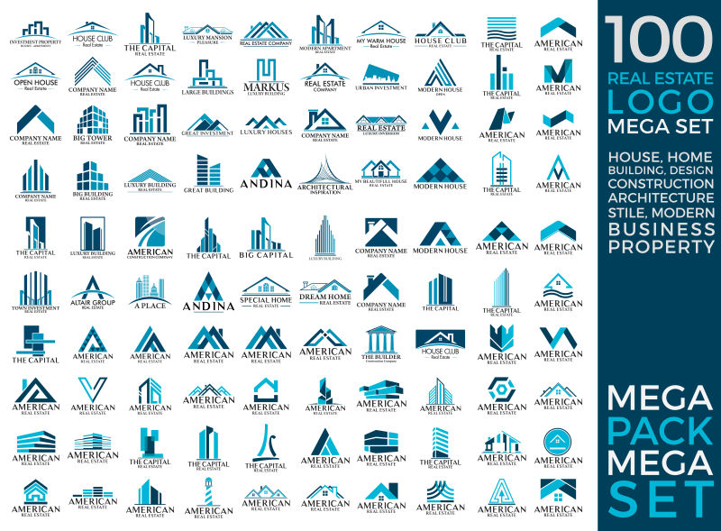 很多不同的房地产logo矢量图