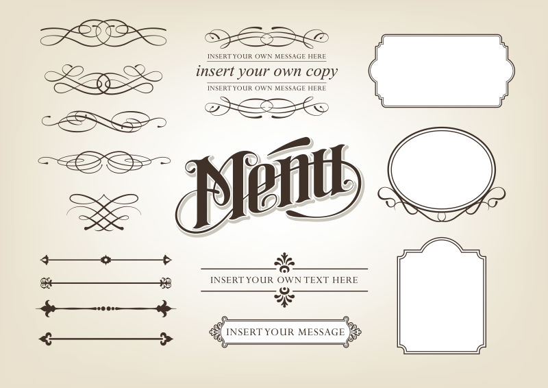 书法菜单集矢量