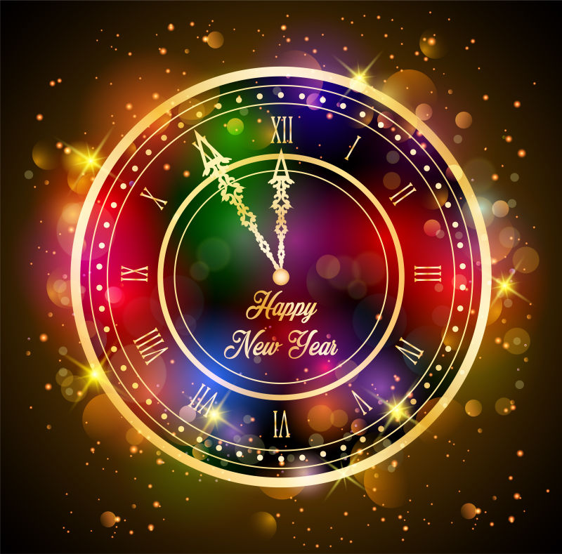 矢量圣诞新年钟表背景