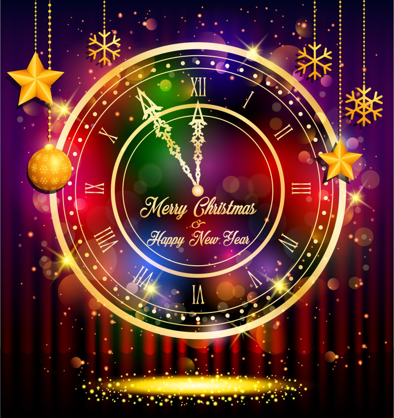 2017年背景与时钟矢量插图