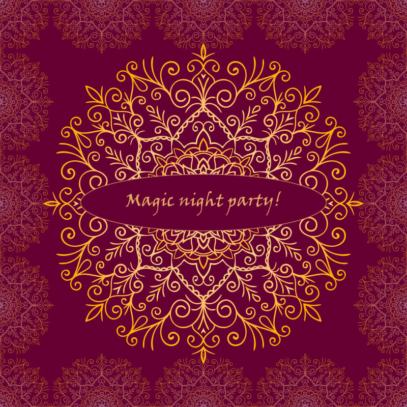 金色装饰图案的卡片矢量设计