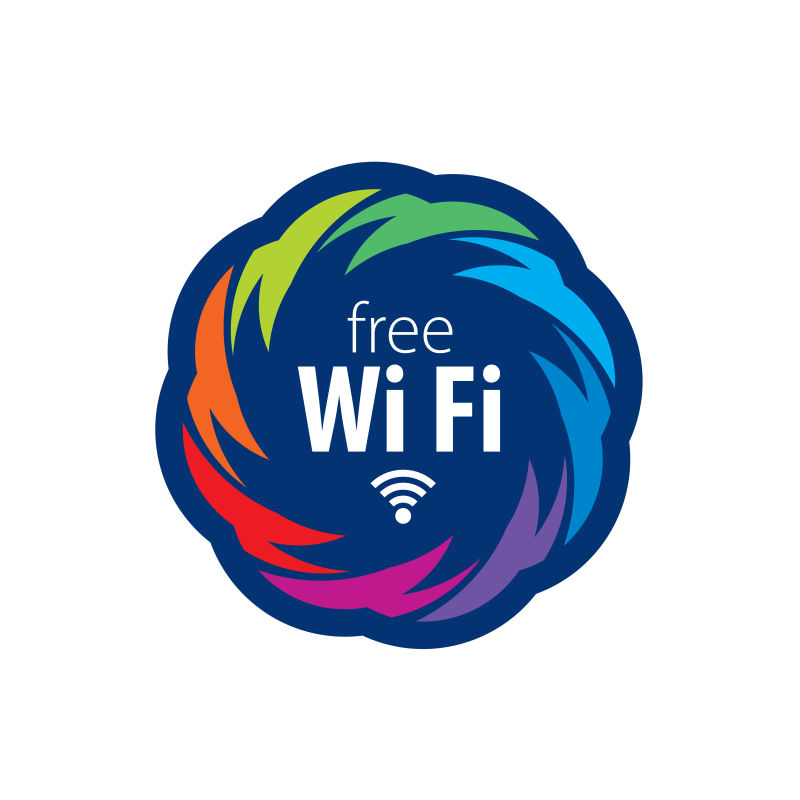 创意矢量现代彩色无线网标志设计