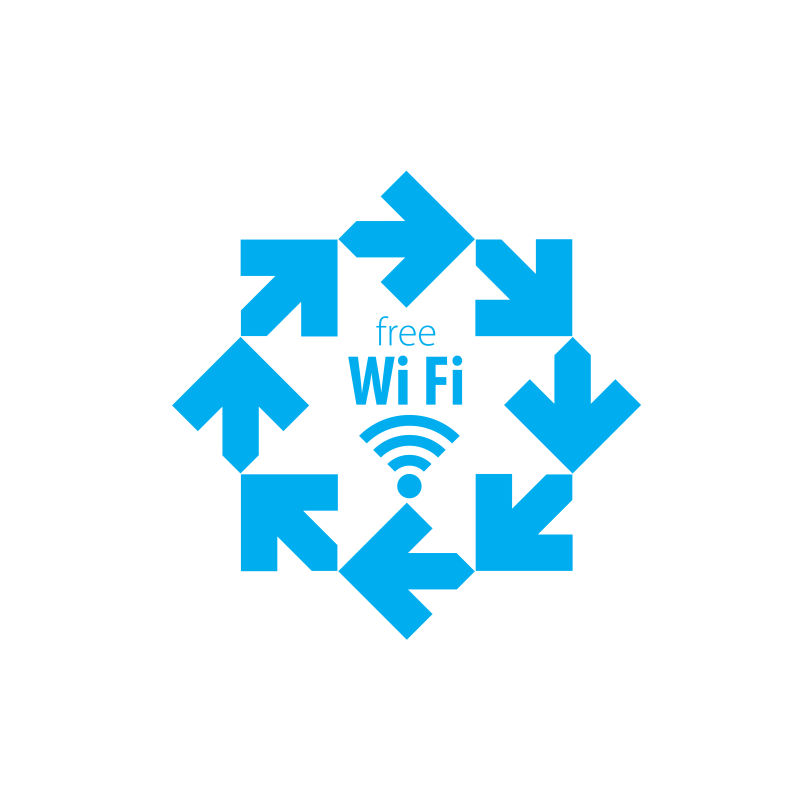 抽象矢量蓝色箭头元素无线网络标志设计