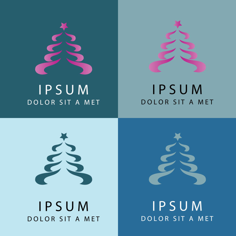 创意矢量波浪树形标志设计