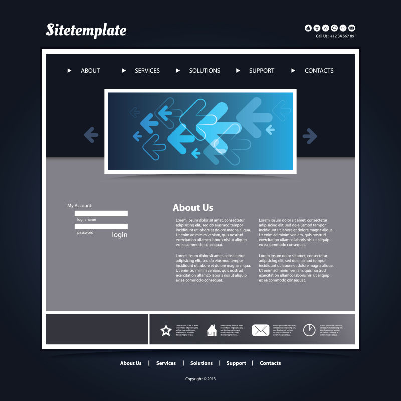 矢量现代黑色网站页面设计