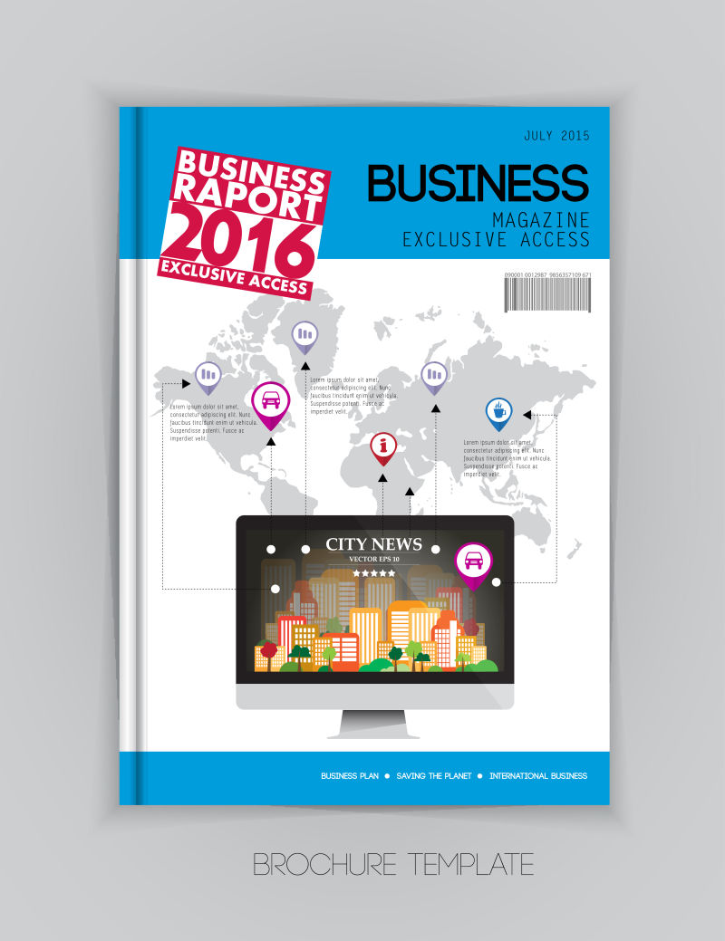 矢量商业杂志或小册子封面设计