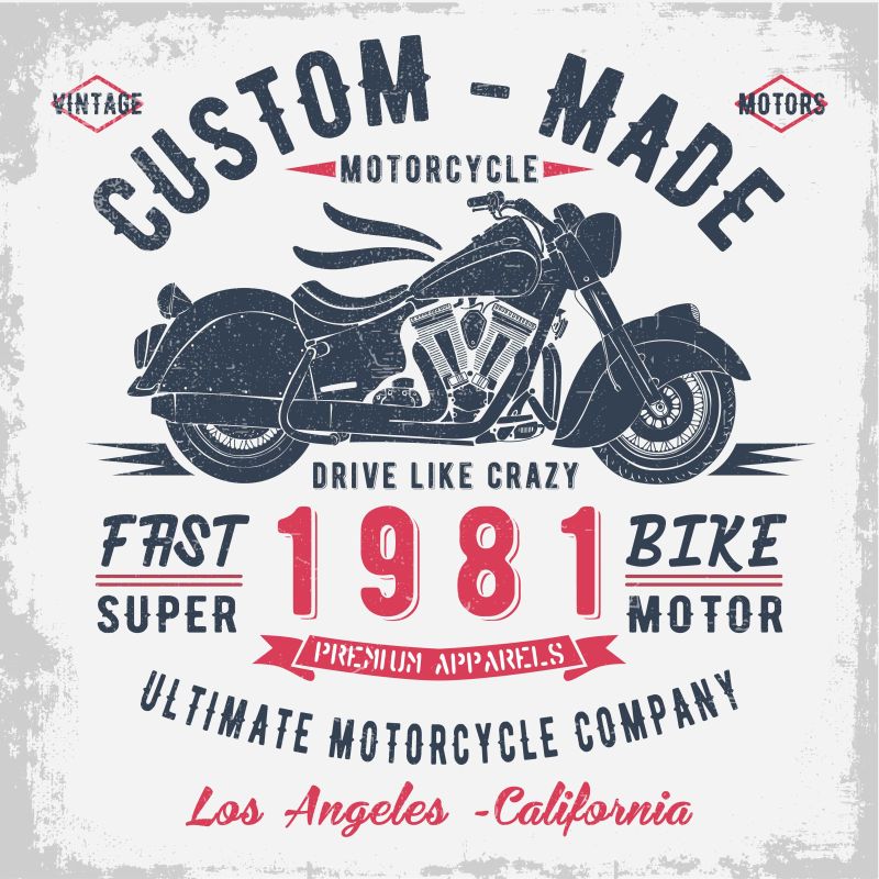 老式摩托车插图矢量设计