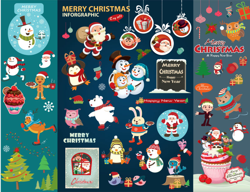 圣诞矢量圣诞海报设计与圣诞人物