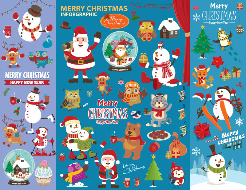 圣诞圣诞海报设计与矢量圣诞人物