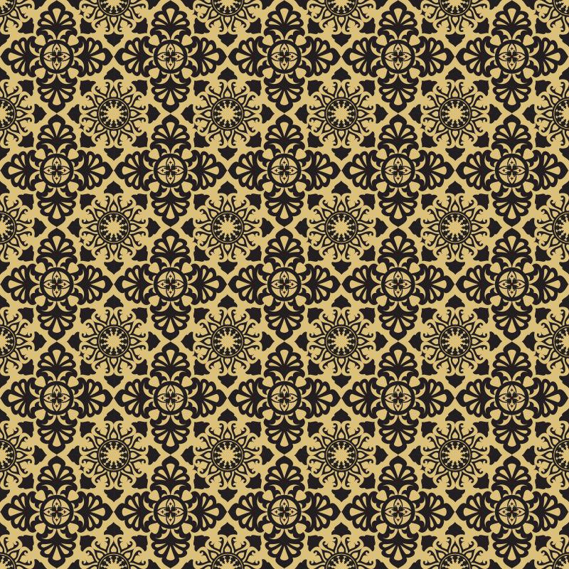 无缝金色花卉矢量图案