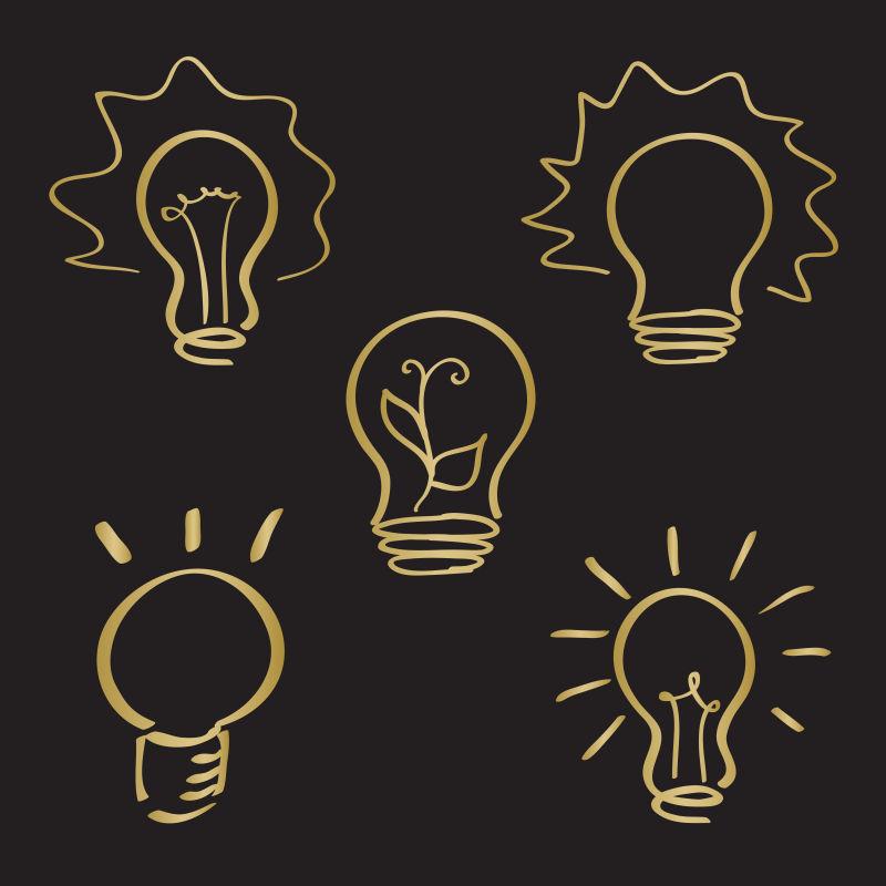 金色手绘彩灯矢量图标