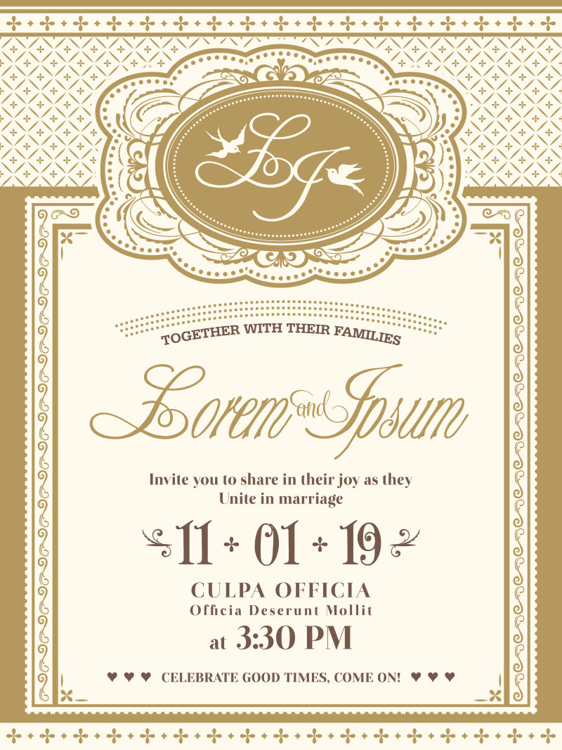 矢量老式婚纱邀请卡背景