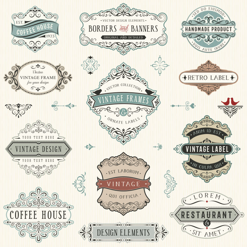古董华丽的标签矢量