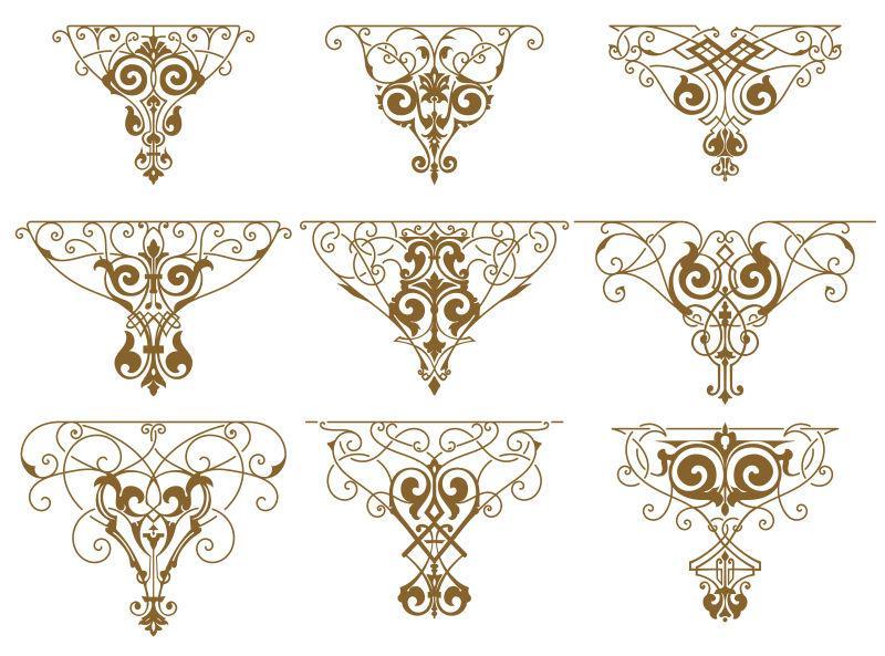 字母花纹标签设计资源集矢量