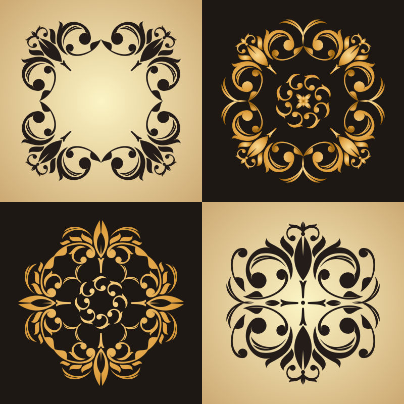 矢量华丽金色复古装饰框架