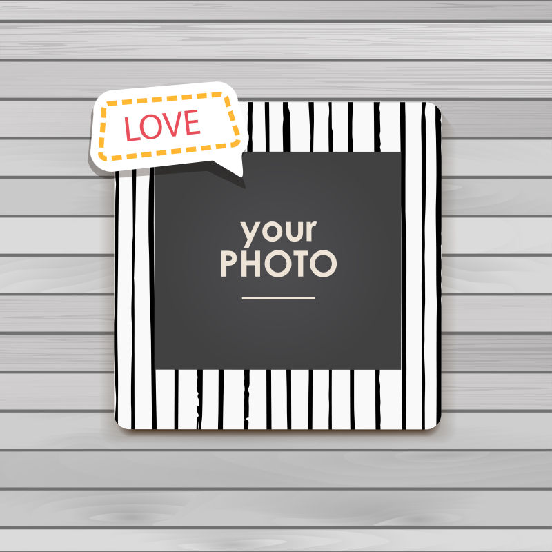 矢量白色条纹边框的儿童相框