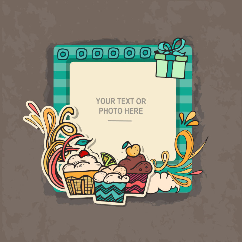 矢量古风风格的儿童相框