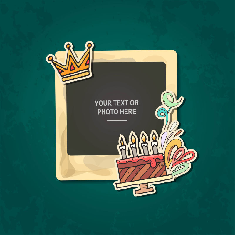 有生日蛋糕蜡烛的儿童相框