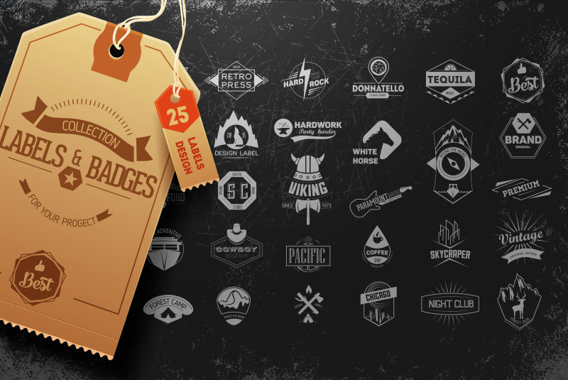 美国复古的标签矢量插图