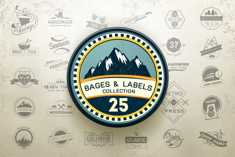 邮票和徽章矢量插图