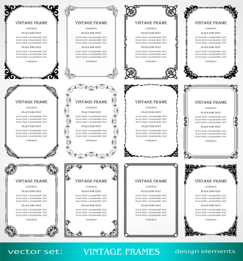 艺术装饰相框复古设计元素矢量