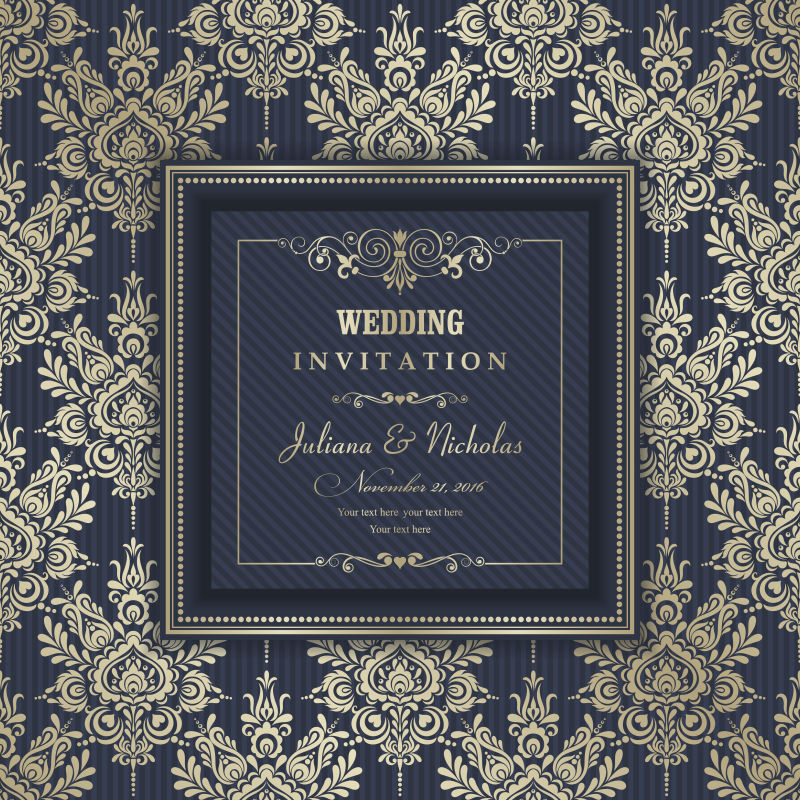 矢量的复古风格婚礼请柬