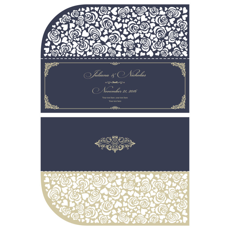 矢量剪纸信封邀请卡复古装饰