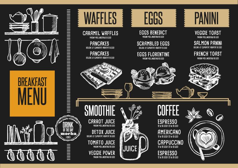 老式创意晚餐飞绘手绘图形矢量