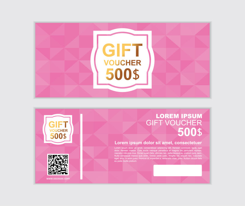 粉色优惠券样板矢量设计