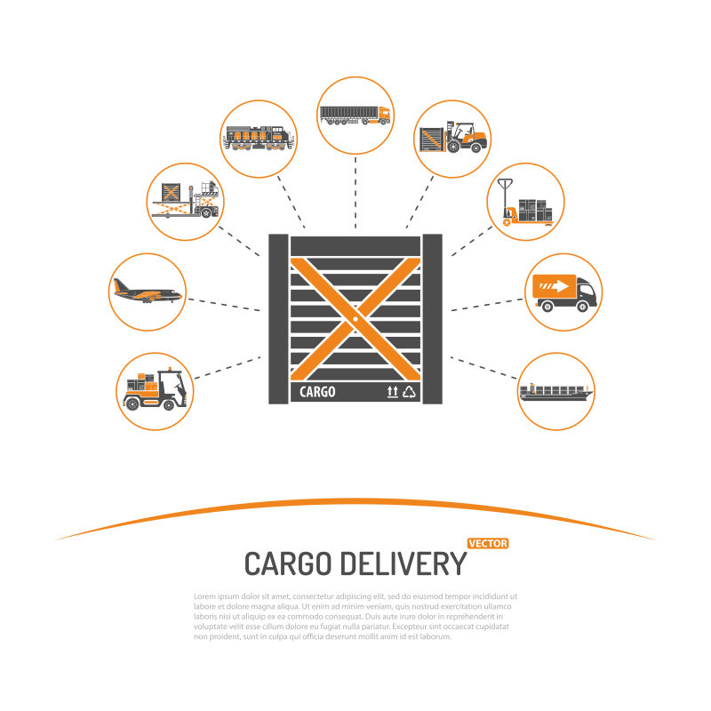 现代仓储物流和货物的配送概念矢量