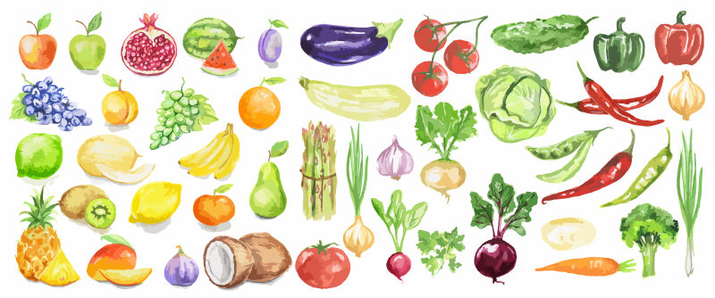 图片 蔬菜 水彩西瓜素描鲜果矢量图