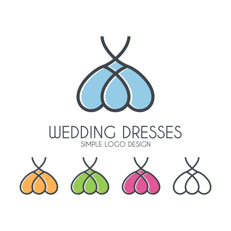 简单的结婚礼服标志矢量设计