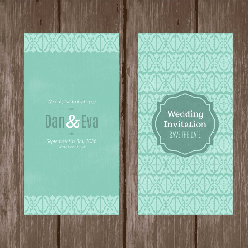 可爱的抽象形状的绿色婚礼卡