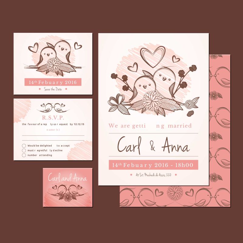 手绘鸟除草邀请矢量