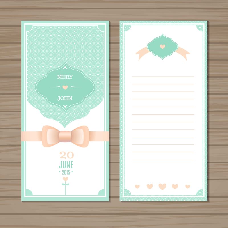 可爱的婚礼邀请矢量