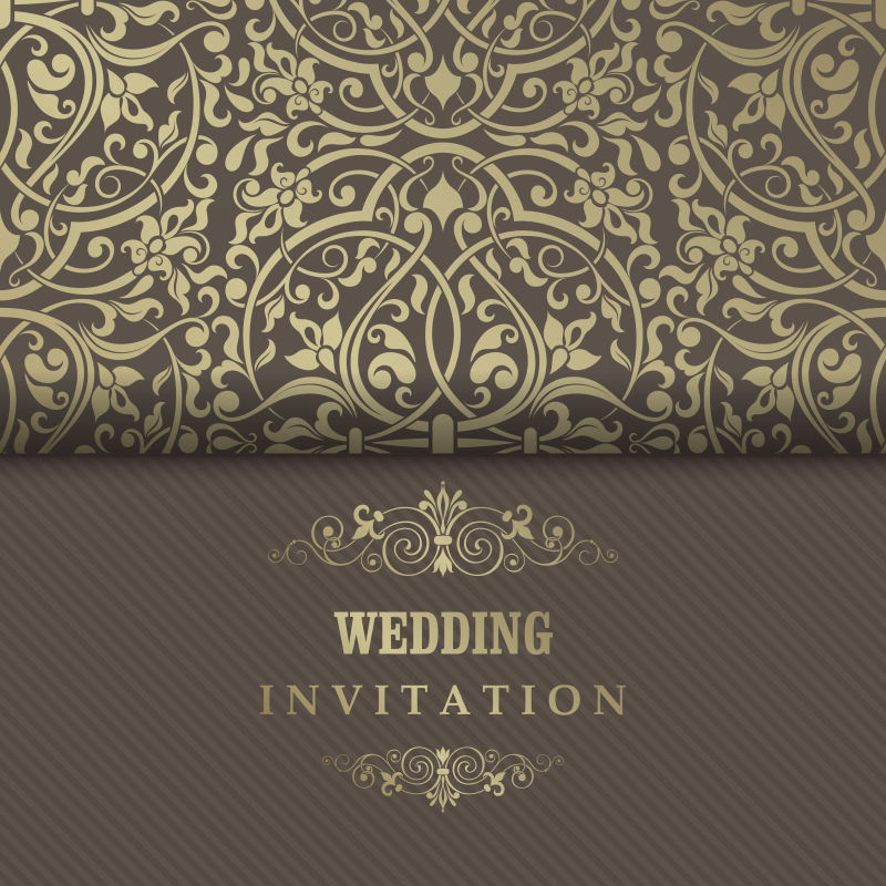 矢量抽象花卉装饰元素的请帖设计