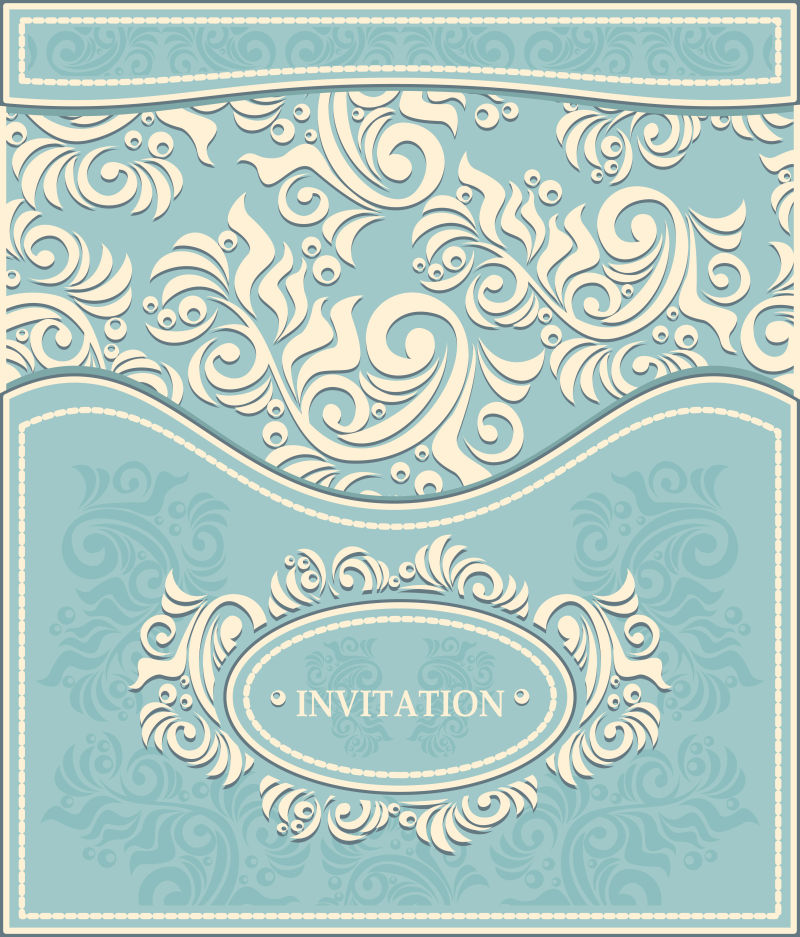 抽象矢量抽象古典花卉元素请帖设计