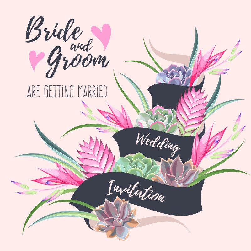 创意矢量现代花卉元素请帖设计